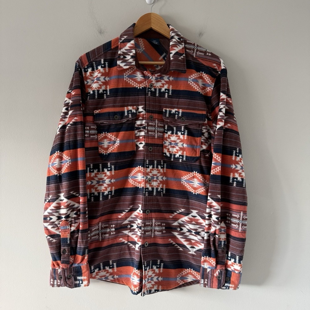 Long Sleeve Southwestern Fleece Button Up Mens Large Cowboy Western Rodeo